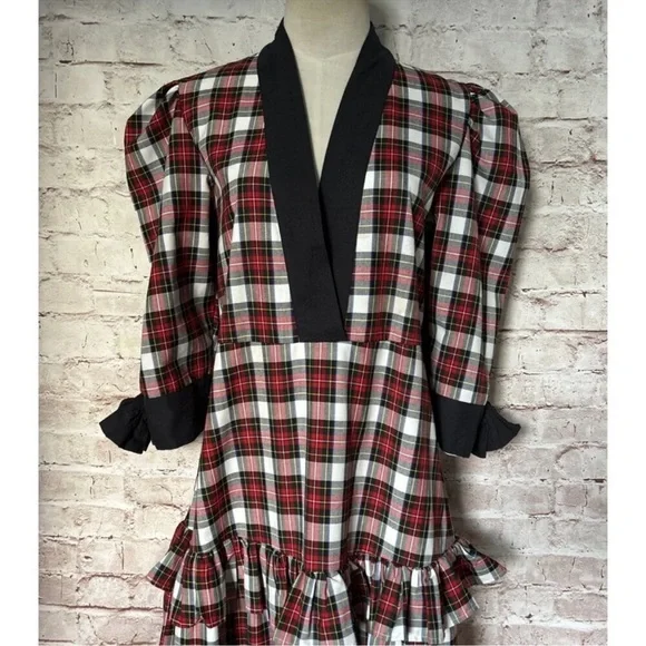 Victoria Dunn Women’s Stewart Tartan Plaid Maxi Dress Size XL - Picture 2 of 8